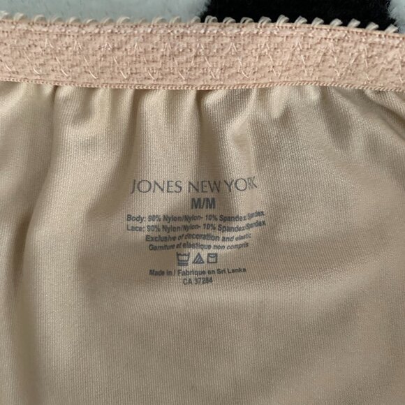 Jones New York short Slip Skirt Medium Nude Satin Lace Side Slit Elastic Waist - Picture 7 of 11